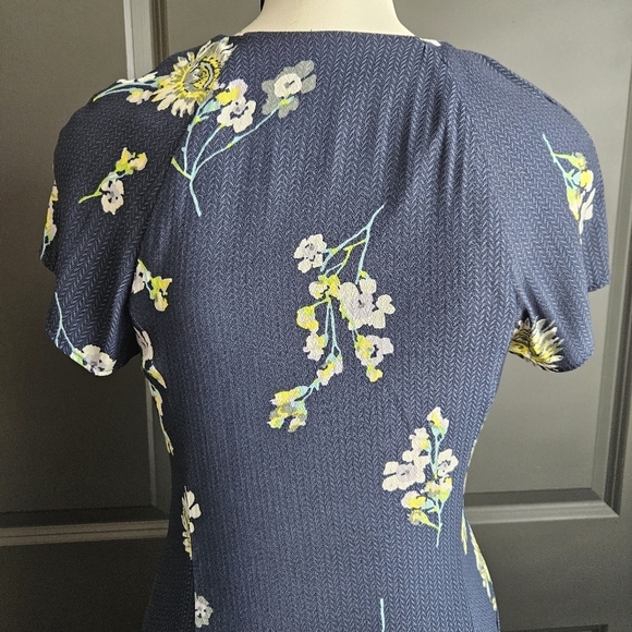 Free People Lost In You Midi Dress Button Up High Low Floral Navy Size XS - Picture 9 of 14